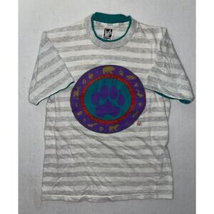 Vintage Single Stitch Shirt Men’s M Wildlife Nature Zoo Striped Graphic Colorful